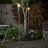 1.5m Solar Grey Flaming Torch Stake Lights, 2 Pack