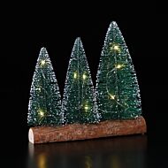 19.5cm Battery Christmas Needle Tree on Wooden Base Table Decoration