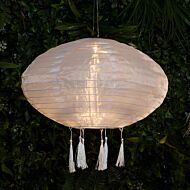 Solar White Fabric Hanging Oval Lantern, 40cm