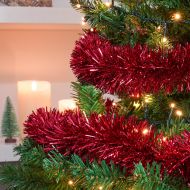 2m Red Fine Cut Tinsel Christmas Tree Decoration