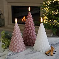 Battery Christmas Tree Wax Candles, Pink Colours, 3 Pack 
