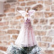 23cm Pink Angel Christmas Tree Topper Decoration