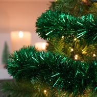 2m Green Fine Cut Tinsel Christmas Tree Decoration