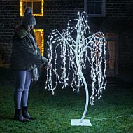 1.8m Outdoor Plug In Jewelled Willow Tree, 420 White LEDs