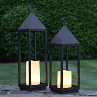 Outdoor Battery Oslo Candle Lantern, 2 Pack, Black