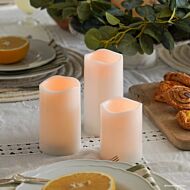 Outdoor Battery Operated White LED Candles, 3 Pack