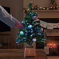 2ft Artificial Fibre Optic Table Top Christmas Tree with Bauble Decorations