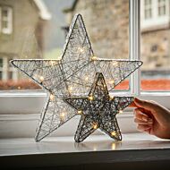 31cm Battery Silver and Grey Star Window Decorations