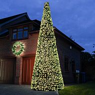 6m Outdoor Green Commercial Pre Lit Christmas Cone Tree, Rubber Cable ConnectGo® LEDs