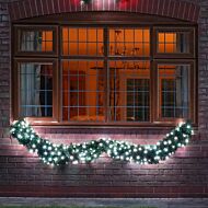 2.5m Outdoor Green Commercial Christmas Pre Lit Garland, White ConnectGo® LEDs