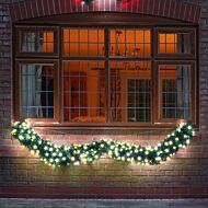 2.5m Outdoor Green Commercial Pre Lit Christmas Garland, ConnectGo® LEDs