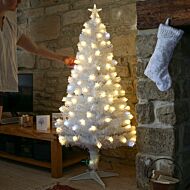 5ft Fibre Optic White Christmas Tree, White and Warm White LEDs