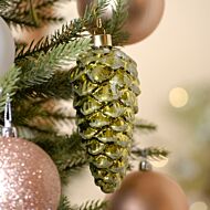 14cm Green Glass Pinecone Christmas Tree Bauble
