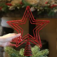 30cm Red  Star Christmas Tree Topper Decoration