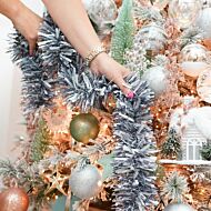 2m Silver & Pewter Tinsel Christmas Tree Decoration