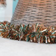 2m Silver, Teal & Copper Tinsel Christmas Tree Decoration