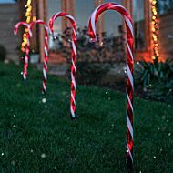 Outdoor Red & White Multi Function Candy Cane Christmas Stake Lights, 4 Pack