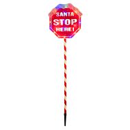 1.1m Outdoor LED Santa Stop Here Sign Christmas Stake Light