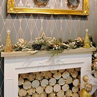 1.5m Frosted Bristle Gold Leaf Christmas Garland