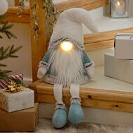 Battery Blue and White Dangly Legs Gonk Christmas Decoration