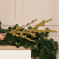 85cm Gold Glitter Mini Berry Stem Christmas Tree Decoration, 4 Pack