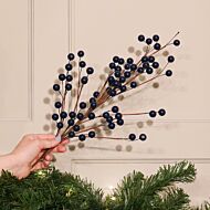 56cm Navy Berry Spray Christmas Tree Decoration, 4 Pack
