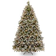 12ft Pre Lit Green Snow Effect Liberty Christmas Tree with Pine Cones
