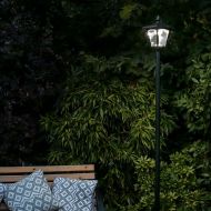 Large Black Solar Security Lamp Post, White LEDs, 2.1m