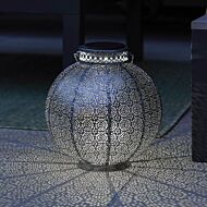 Battery Pewter Moroccan Lantern, White and Colour Changing LEDs