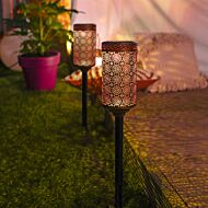 Solar Antique Brass Stake Light, Warm White LED, 2 Pack