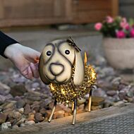 Solar Antique Brass Metal Novelty Dog Light