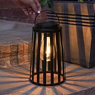 Solar Black Cage Filament Effect LED Lantern