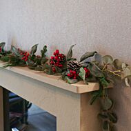 1.8m Red Berry and Pinecone Christmas Garland