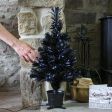 2ft Black Fibre Optic Christmas Tree, White LEDs