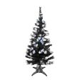 5ft Black Fibre Optic Christmas Tree with Silver Decorations, White LEDs