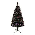 6ft Green Fibre Optic Christmas Tree with Silver Tips, Multi Colour LEDs