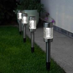 Super Bright Solar Stainless Steel Stake Lights, 4 Pack