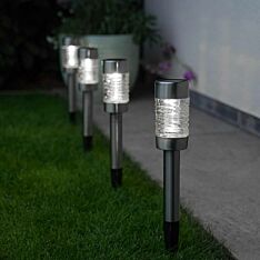 Solar Martini Stainless Steel Dual Function Stake Light, 4 Pack