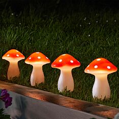 Solar Decorative Fairy Mushrooms Stake Light, 4 Pack