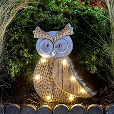 Solar Novelty Woodstone Owl Light