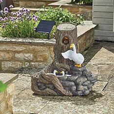 Hybrid Feather Duck Falls Water Feature, Solar Powered with Back up Battery
