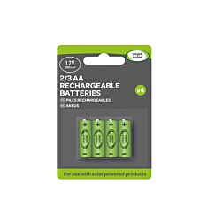Solar Rechargeable Batteries, 2/3 AA 200 mAh, 4 Pack