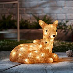 Battery Acrylic LED Ice Doe & Fawn Christmas Figure Set
