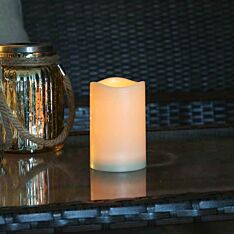 Outdoor Battery LED Flickering Pillar Candle, 11.5cm