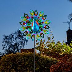 Solar Peacock Wind Spinner Stake Light