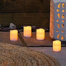 Outdoor Battery Operated White LED Candles, 4 Pack