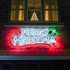 2m Outdoor Merry Christmas Tinsel Silhouette, 600 Multi Colour LEDs