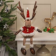 53cm Red Sequin Christmas Reindeer Figure