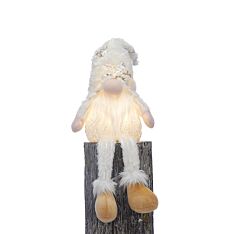 50cm Battery Sitting Silver and White LED Christmas Gonk 