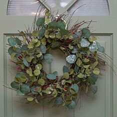 61cm Eucalyptus Christmas Wreath with Red Berries